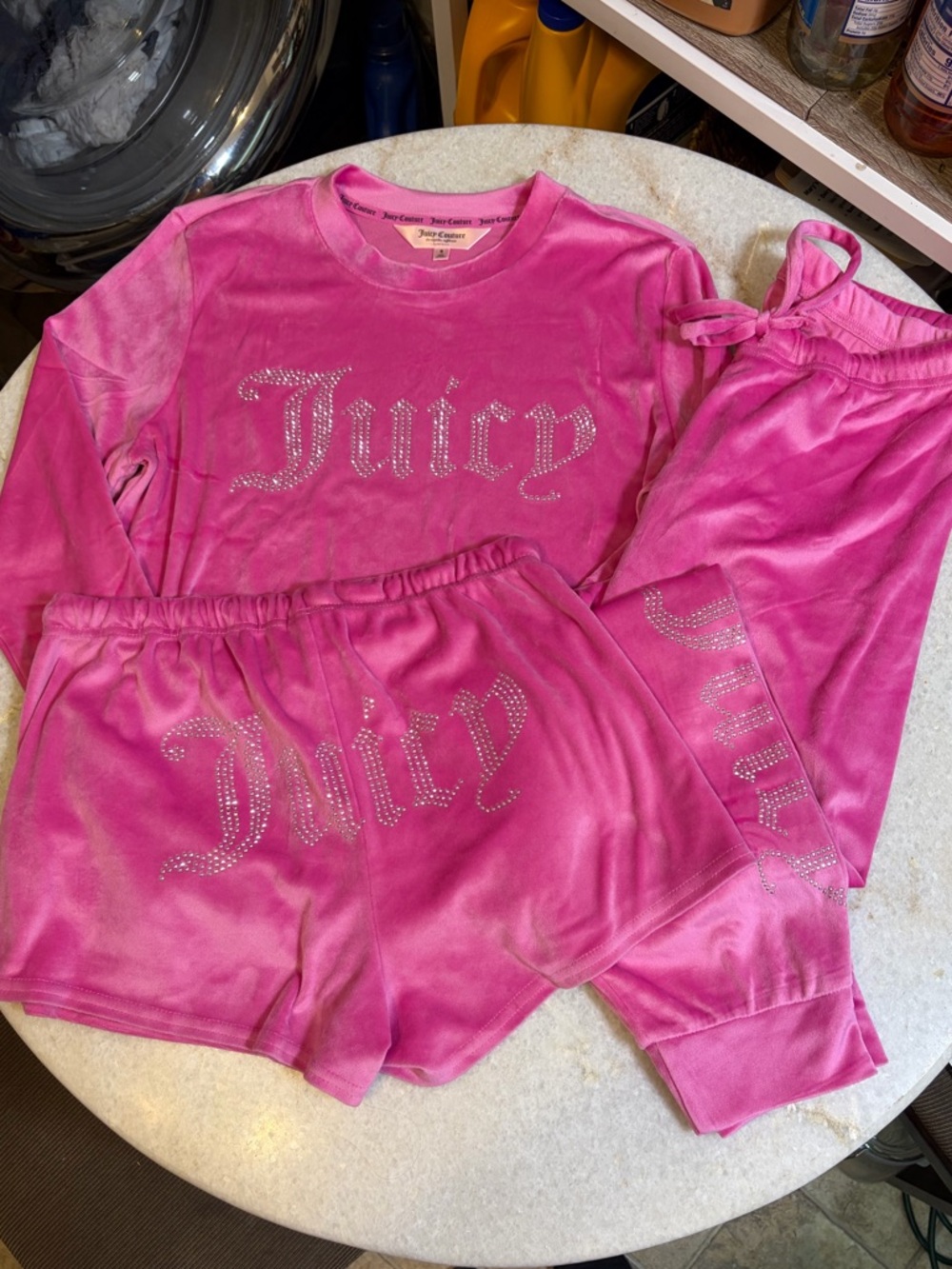 Pink Juicy Couture 3 piece velour sleep set